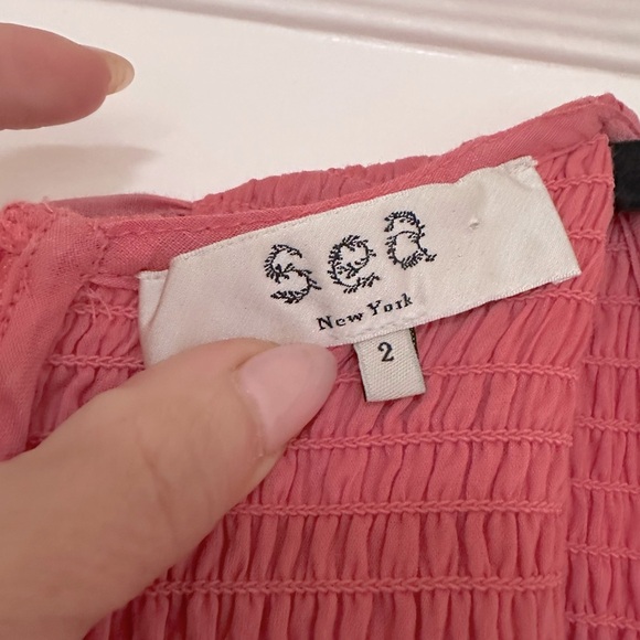 Sea NY Pink Long Sleeved Hattie Ramie Smocked Dress in Sorbet Ruffled - Picture 7 of 14